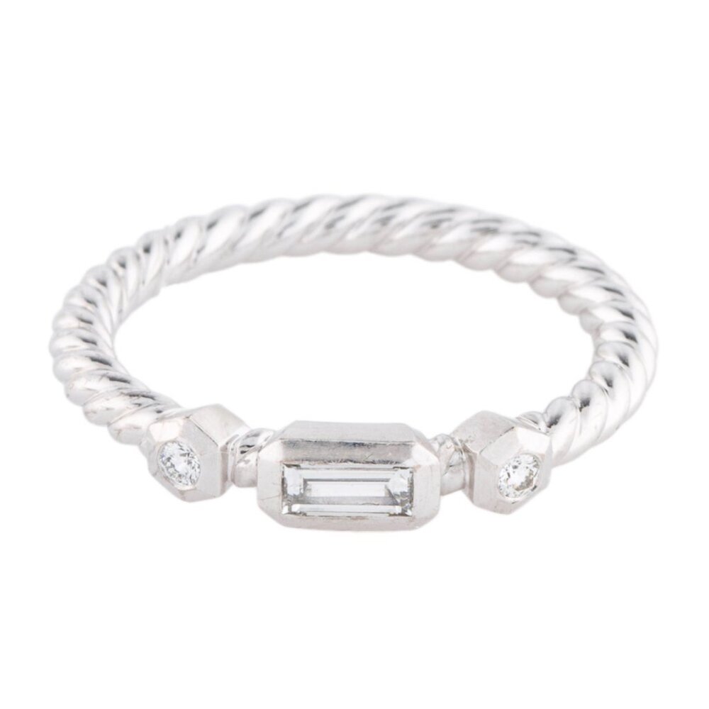 DAVID YURMAN 18K 750 WHITE GOLD DIAMOND NOVELLA STACK BAND RING